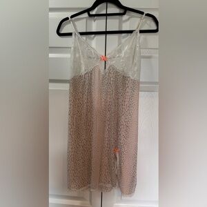 Victoria's Secret 2013 Leopard Print Lace Slip Dress Chemise Indie Sleaze Size L